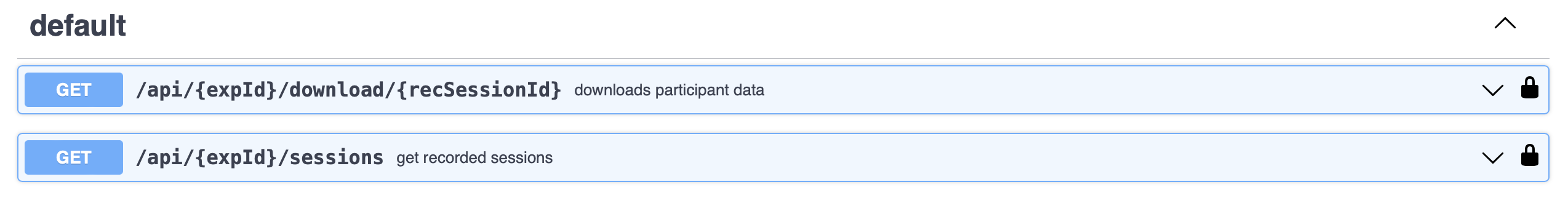 Data options from the REST API for accessing sessions and participant data