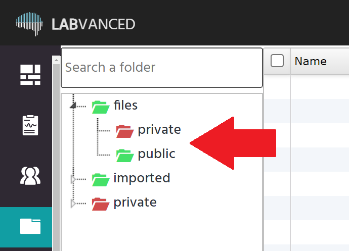 Example of a folders that are public or private