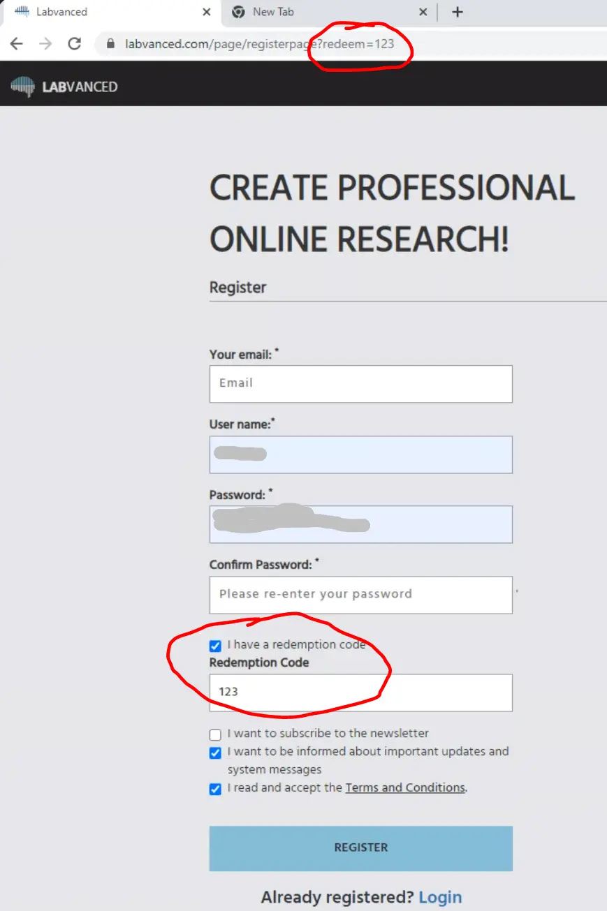 redeem a code when creating a license