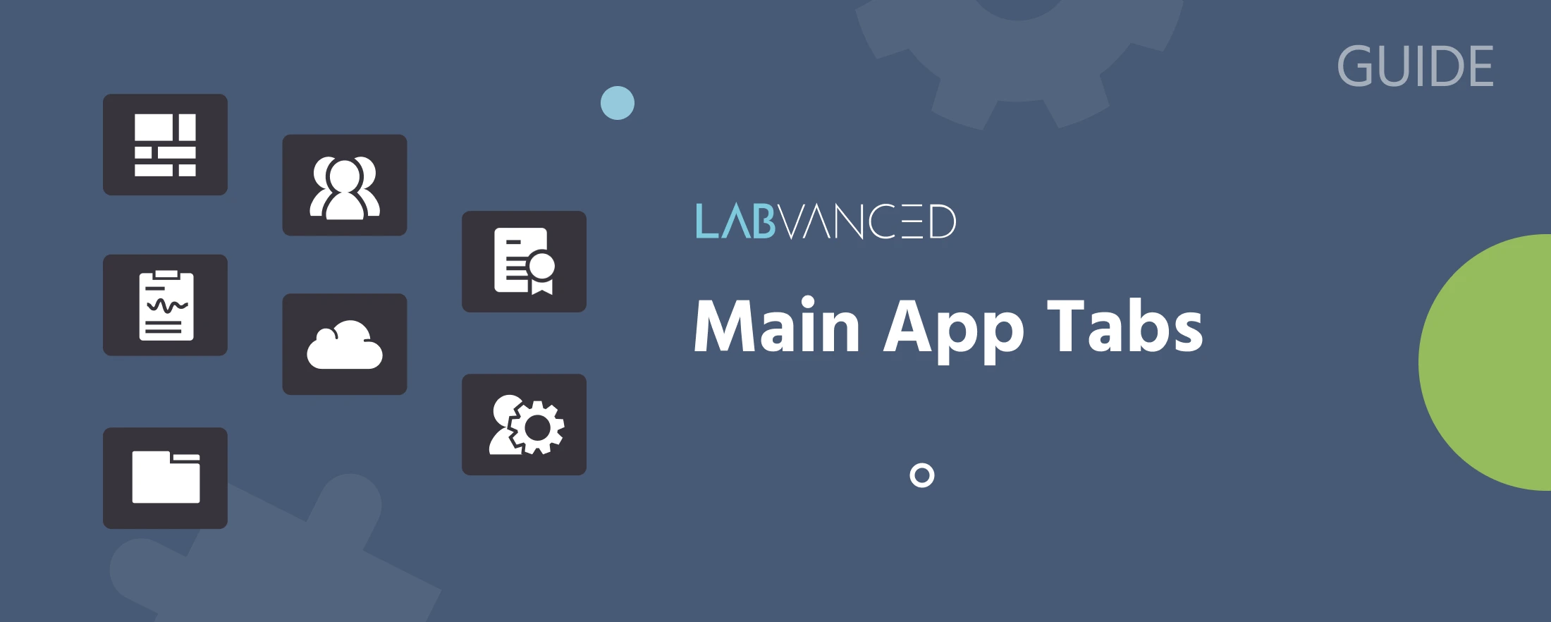 Representación de las pestañas principales de la app en Labvanced.