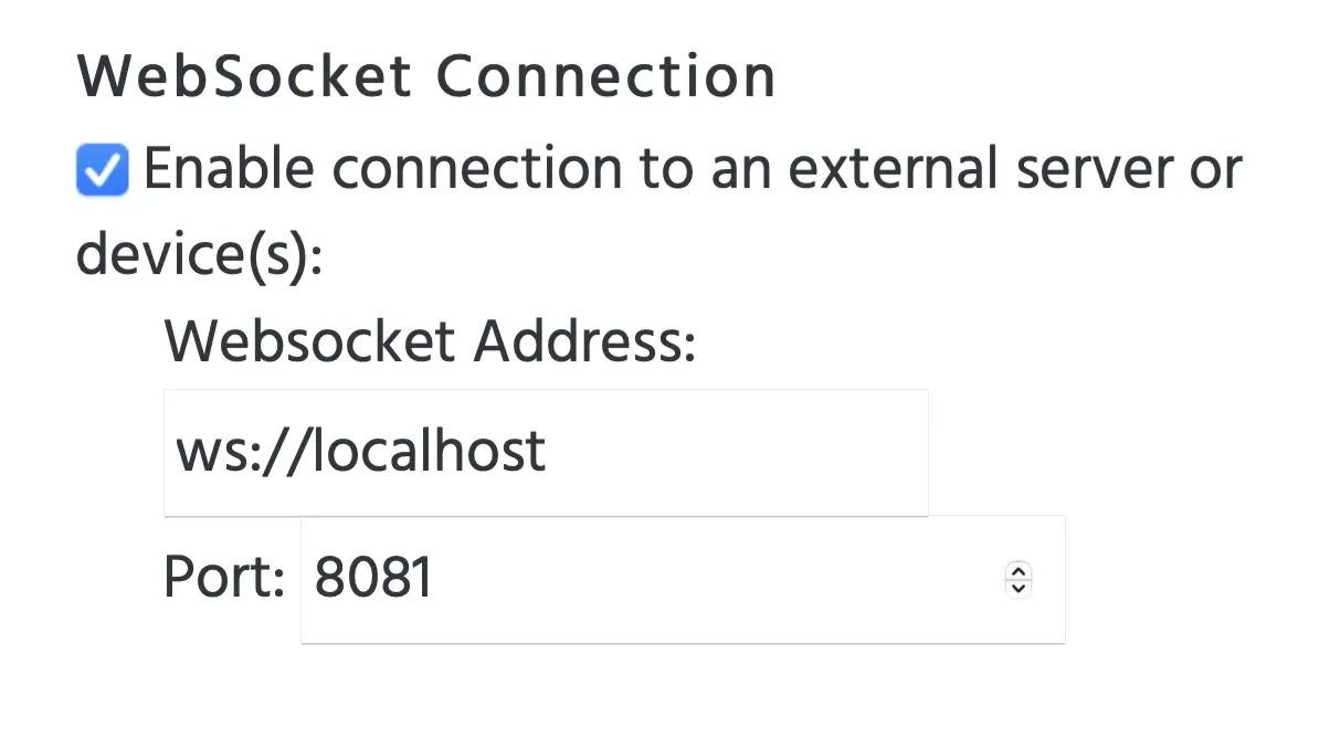 The WebSocket API option in Labvanced