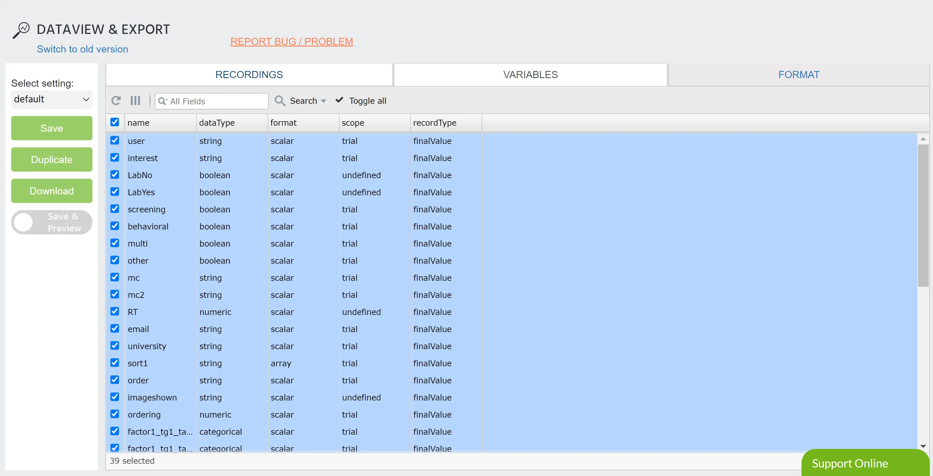 dataview