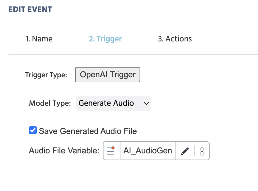 Un ejemplo del OpenAI trigger en Labvanced para audio generado por IA.