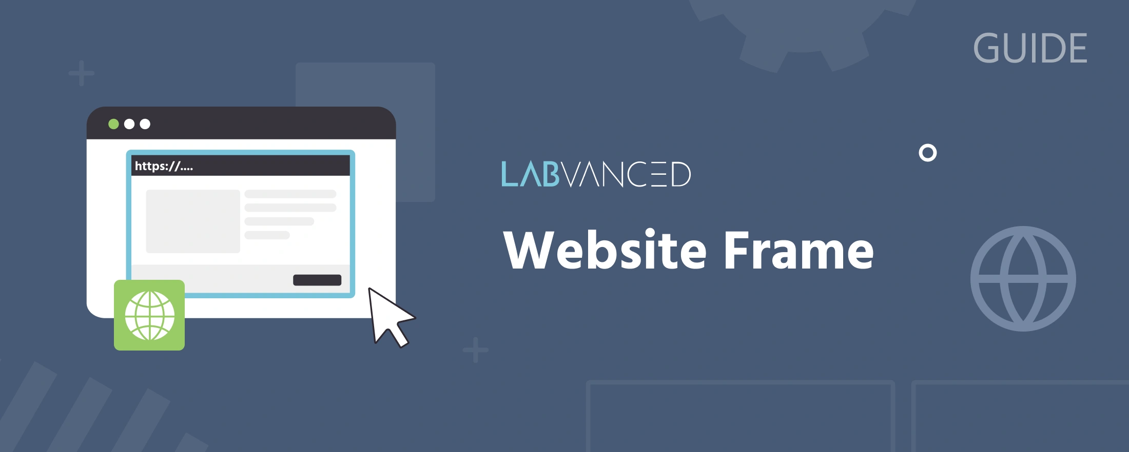 Illustration des Website-Rahmens in Labvanced, der eine echte externe Website, die in eine Studie eingebettet ist, zeigt