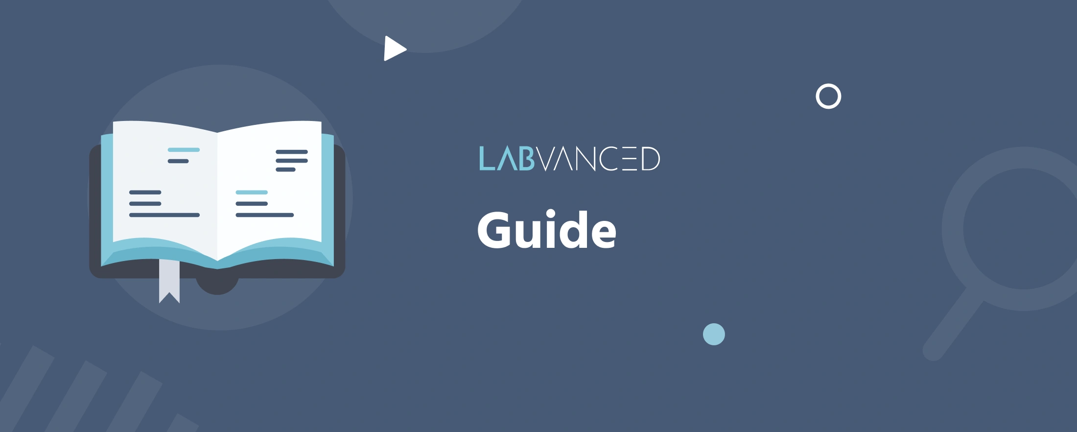 Aperçu du Guide Labvanced couvrant les principales fonctionnalités et onglets de la plateforme