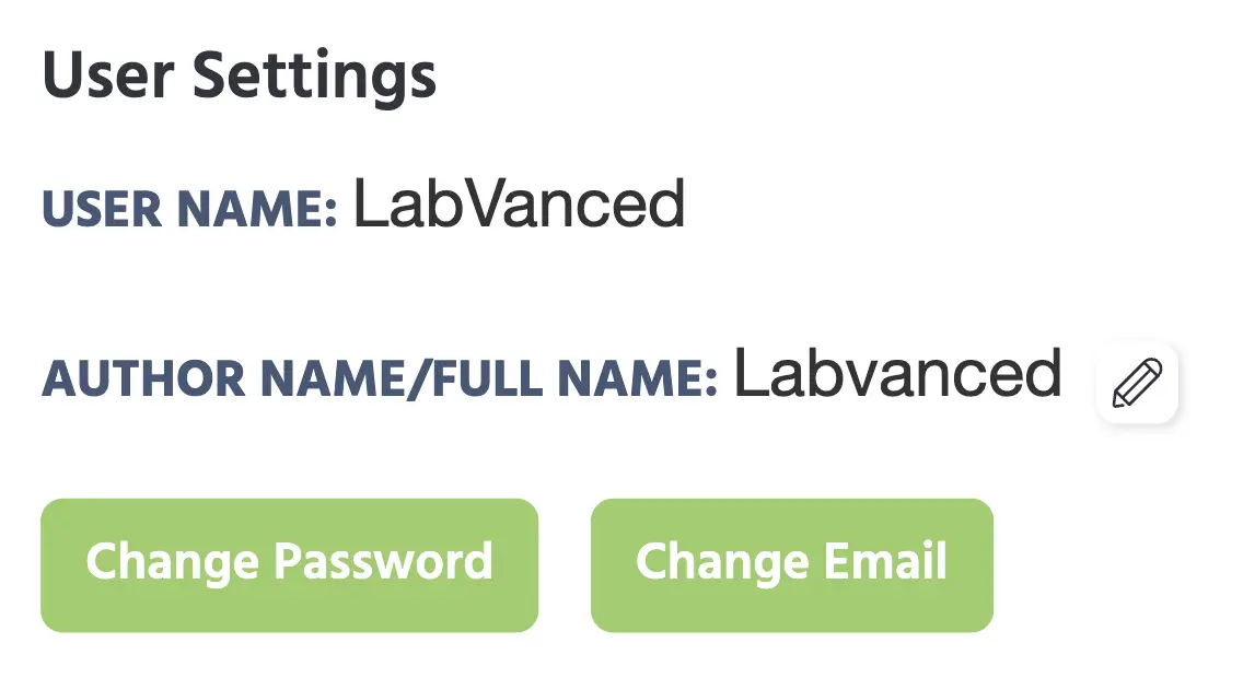 Labvanced 应用中的用户设置部分