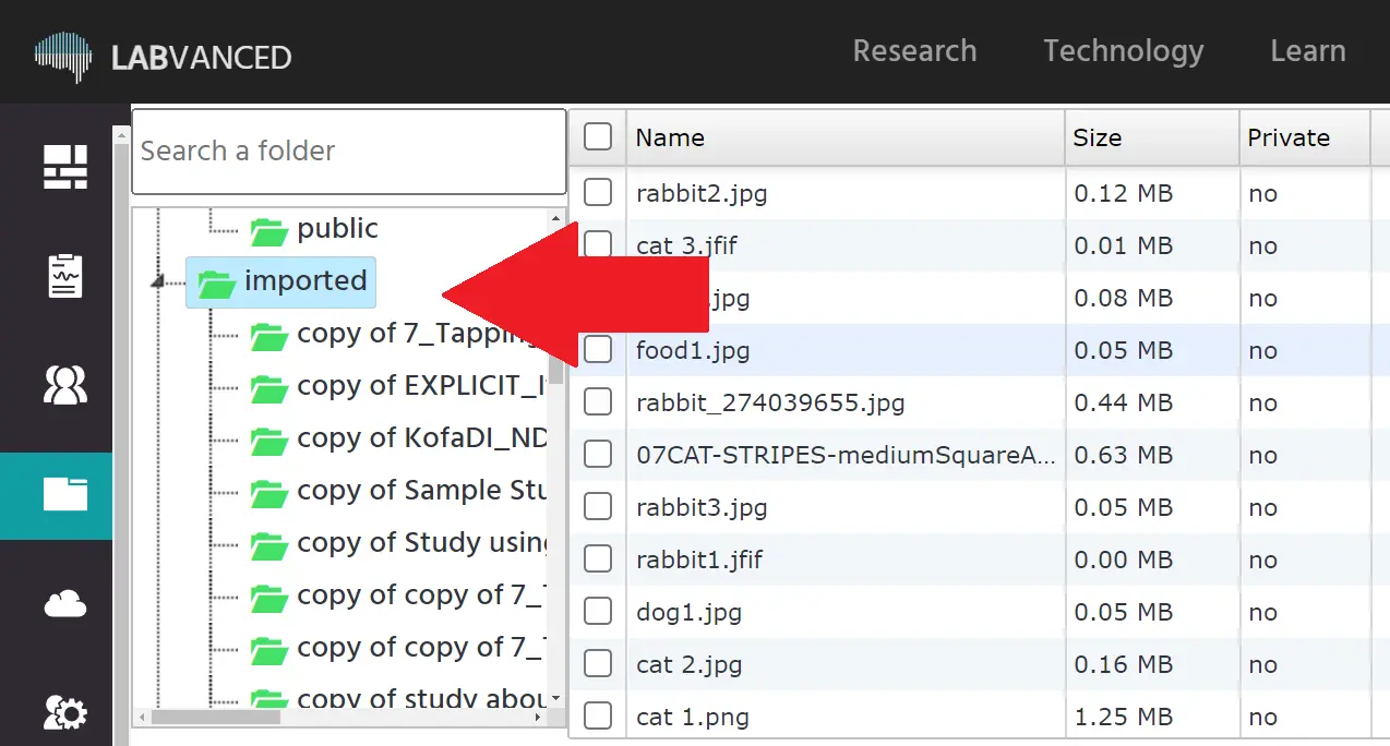 Example of a folder that was copied and its contents