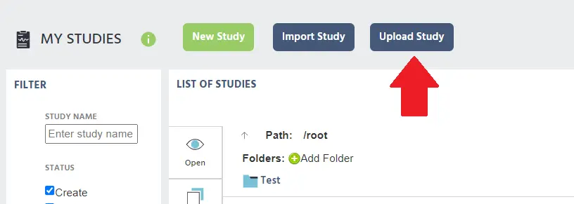 Bouton pour 'Télécharger Étude' dans la plateforme d'expériences de psychologie en ligne de Labvanced