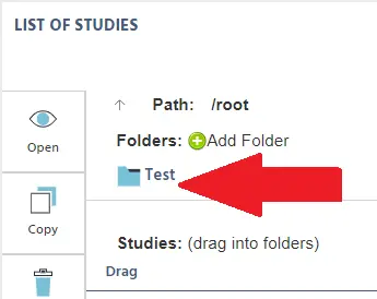 Exemple d'un dossier créé pour organiser vos expériences de psychologie en ligne