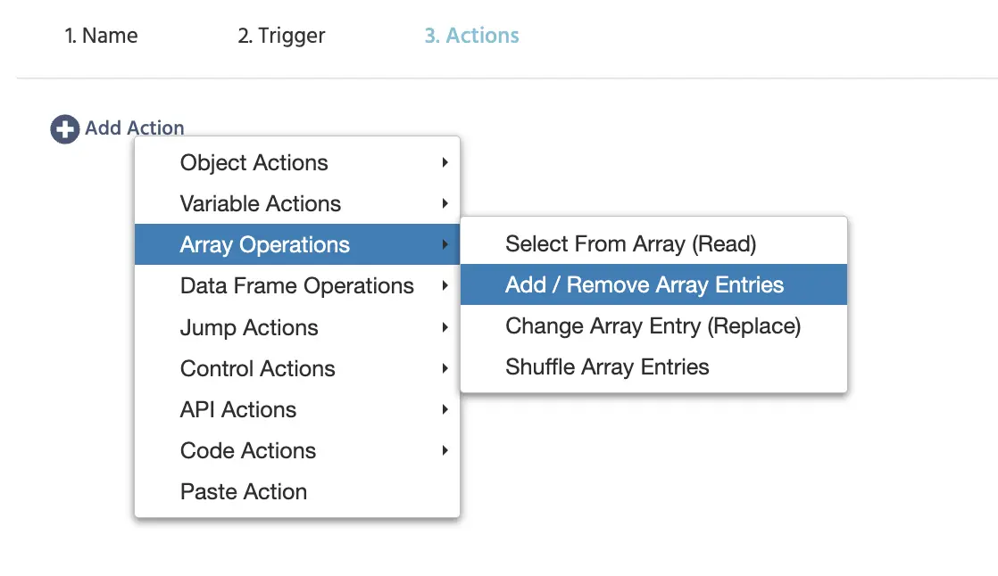 Étapes pour configurer l'Action d'Événement pour ajouter une Opération de Tableau 