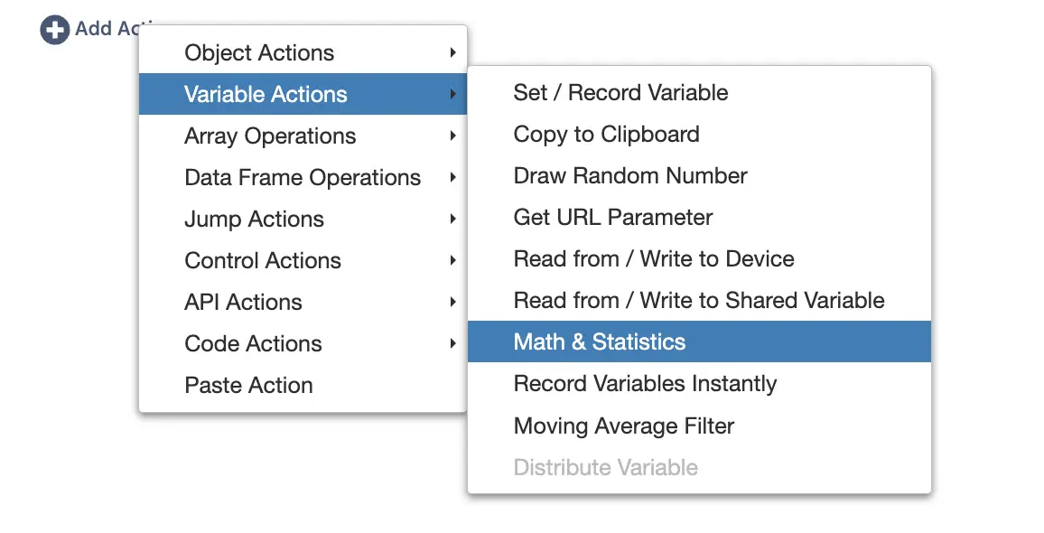 Étapes pour configurer l'Action d'Événement pour ajouter une opération Mathématiques & Statistiques