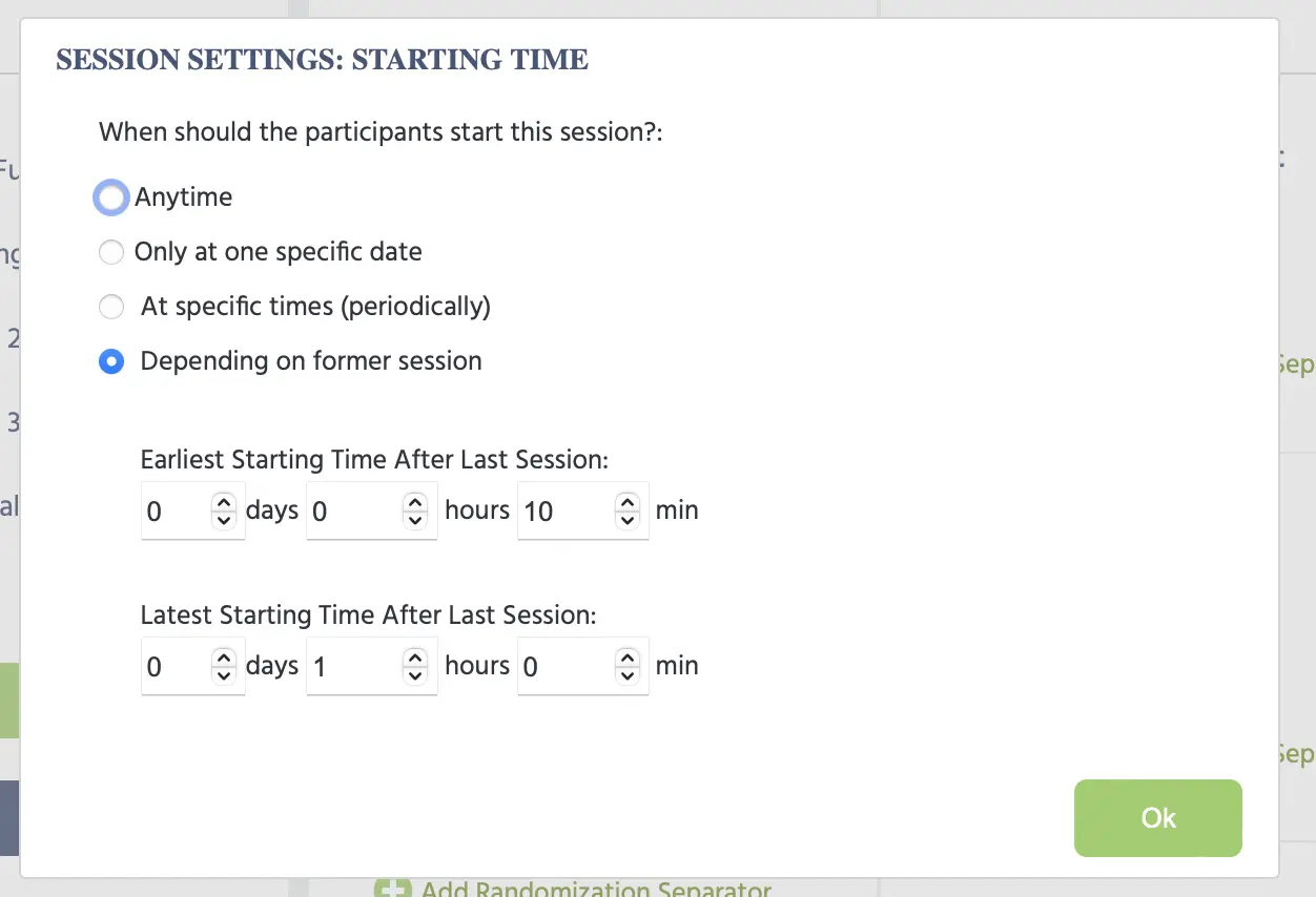 exemple de paramètres de session