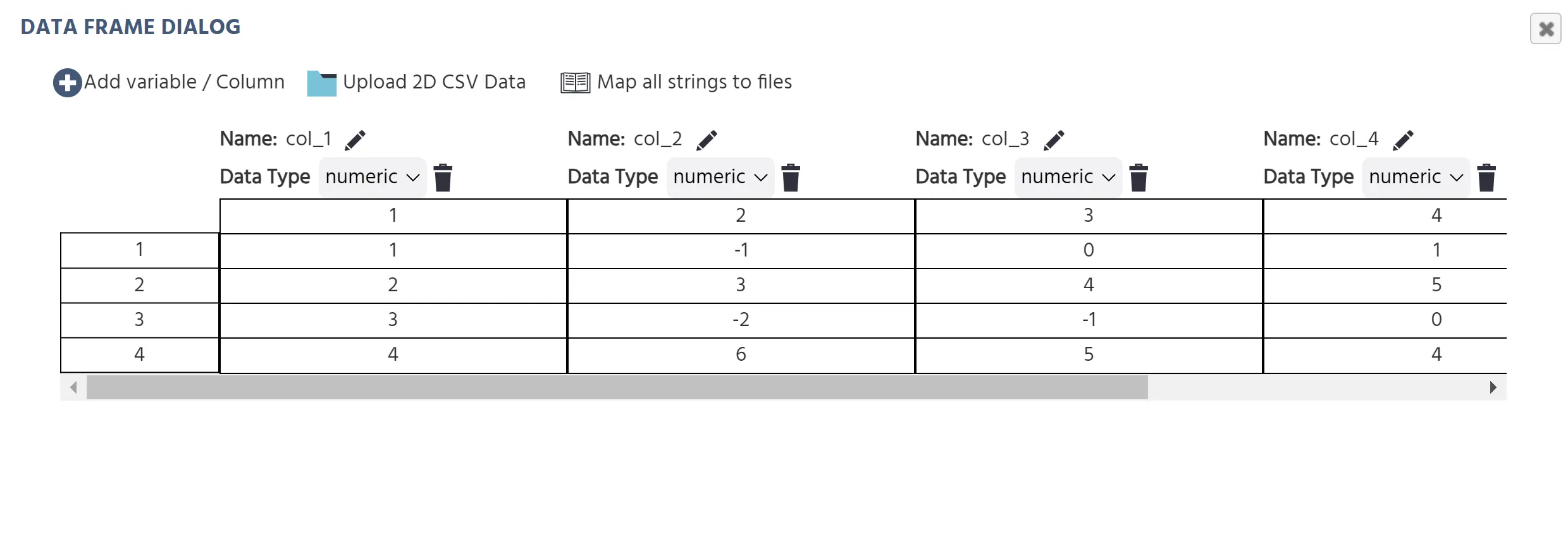 data frame dialog box