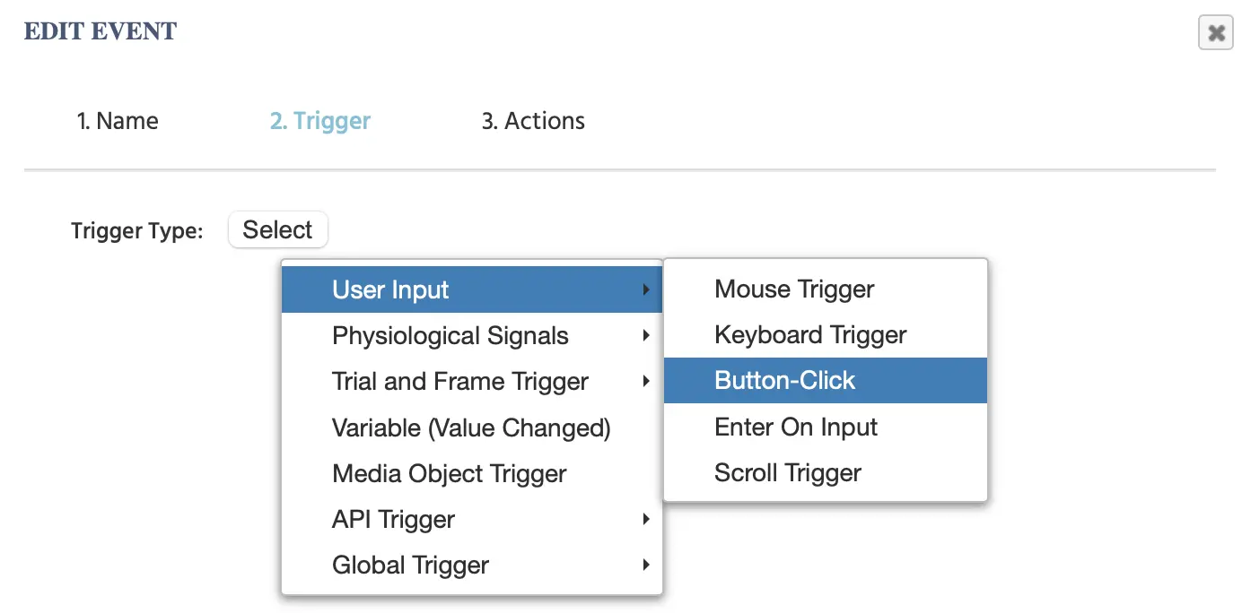 Das Button-Klick-Menü in Labvanced