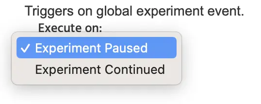 Verfügbare Optionen im globalen Trigger-Menü