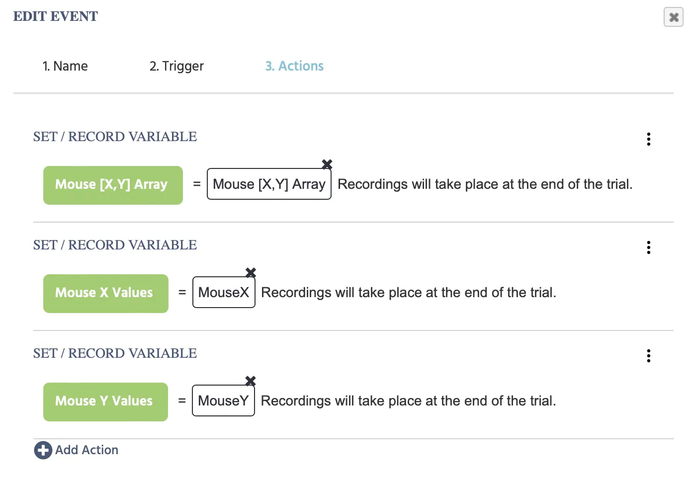 Creando variables para el seguimiento del mouse y la medición de coordenadas en Labvanced