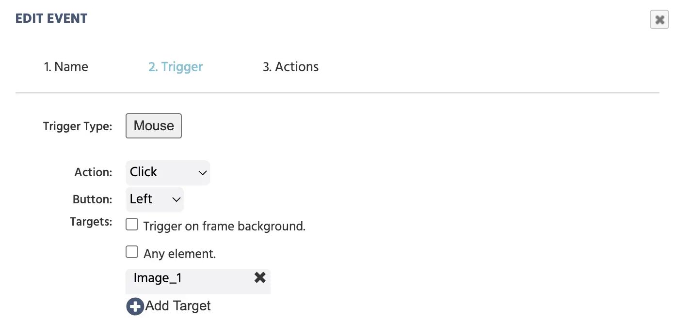 Beispiel für die Verwendung der Maus-Trigger-Option in Labvanced.