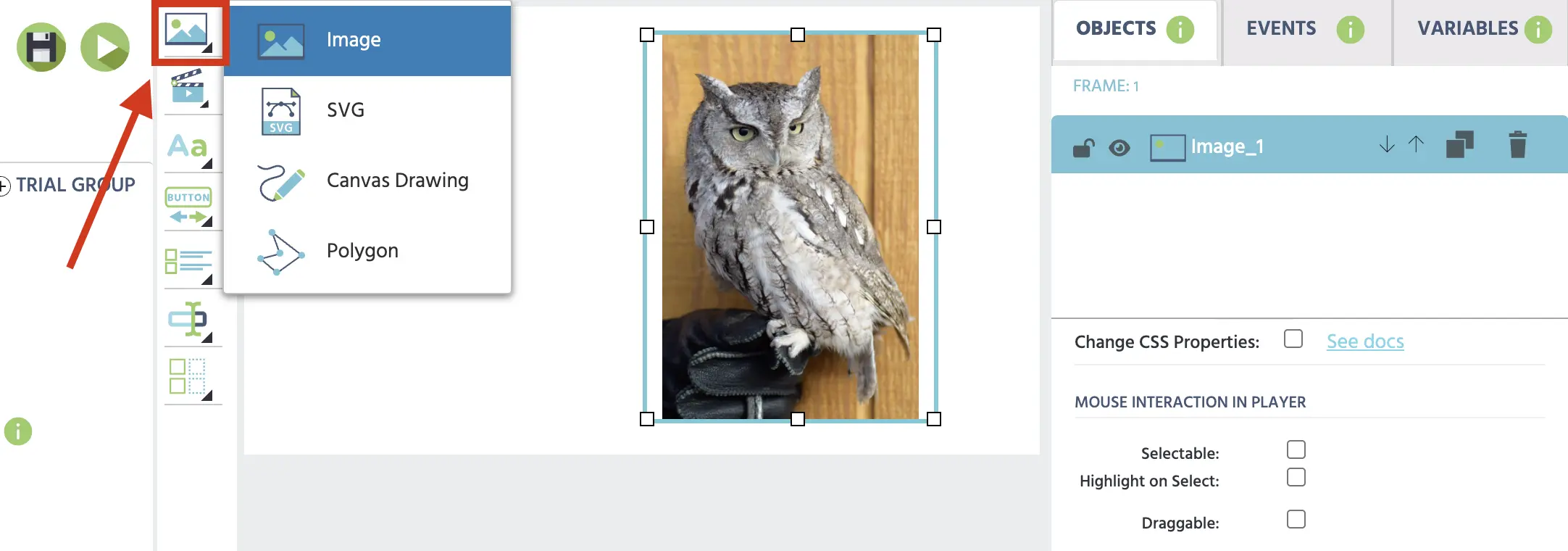 The images and drawing objects.