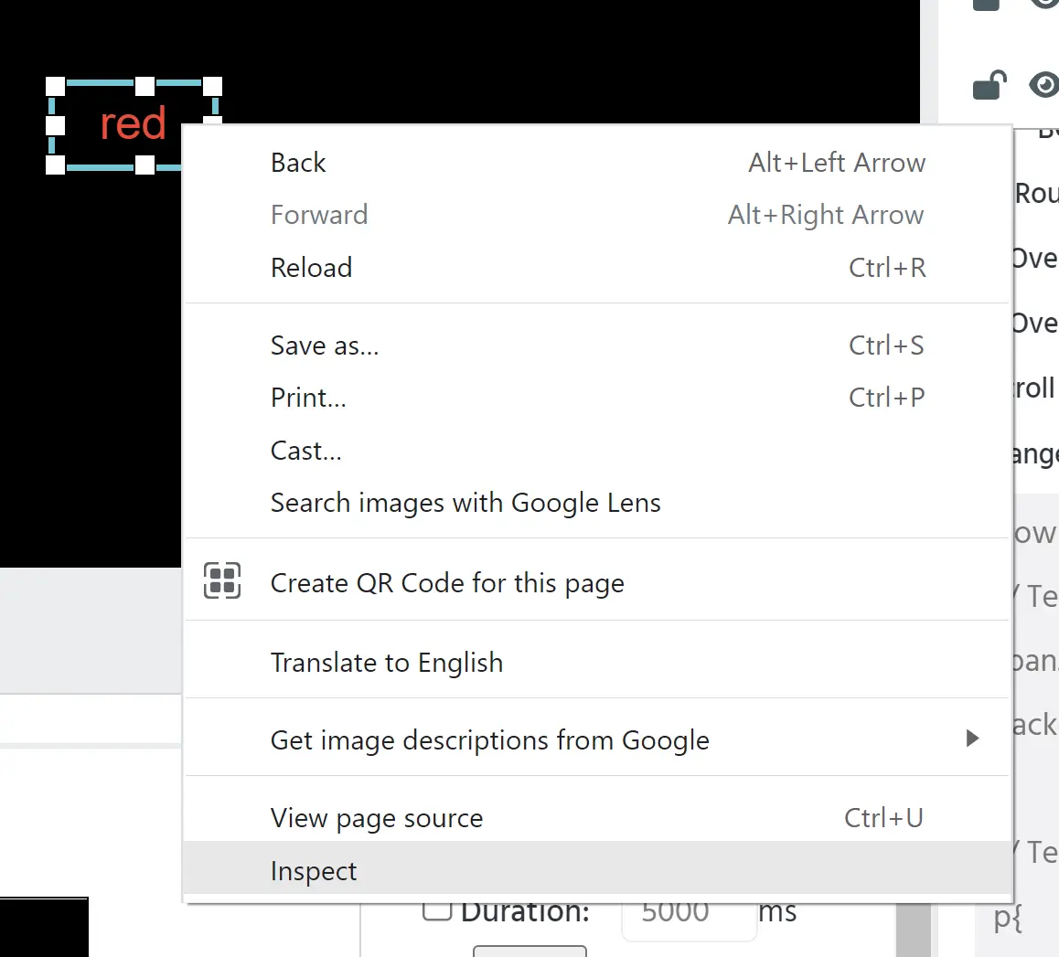 inspect the element