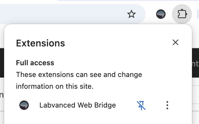 The Labvanced Web Bridge extension installed in Chrome