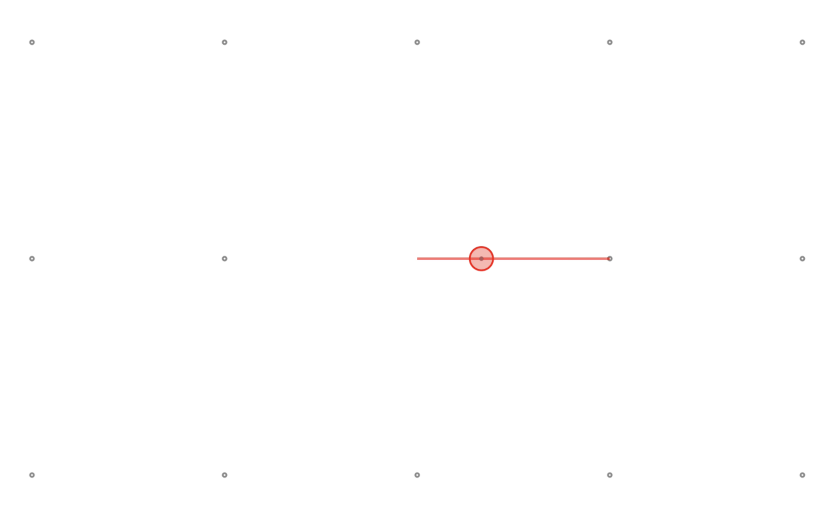 Écran de points de calibration montrant une cible de fixation en mouvement, suivie par une ligne reliant sa position précédente et actuelle parmi les autres points de calibration