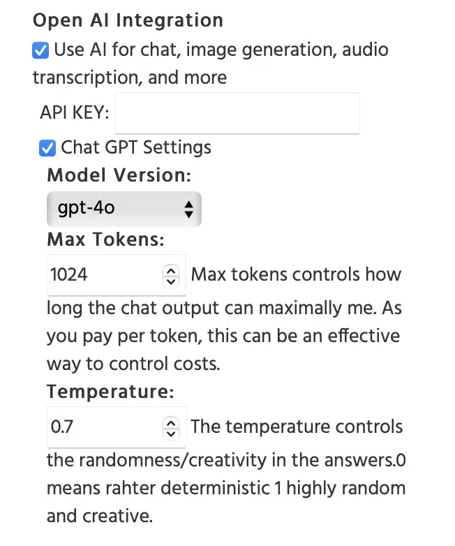 Configuraciones para utilizar la función de OpenAI en Labvanced