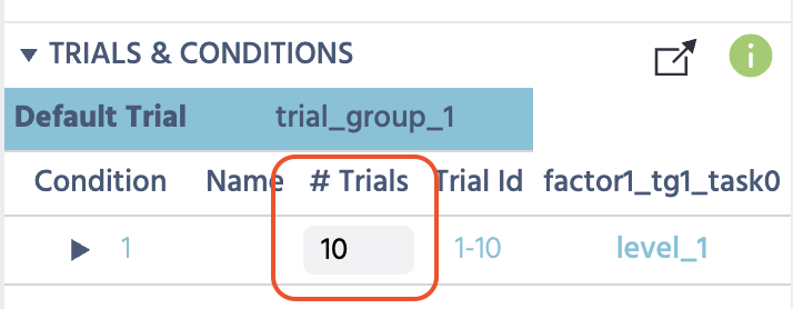 Setting the trial number in the trial editor to match the number of rows in the CSV