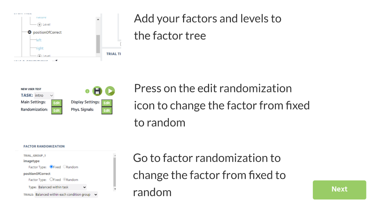 A demo for creating and using random factors to randomize variables in a study.