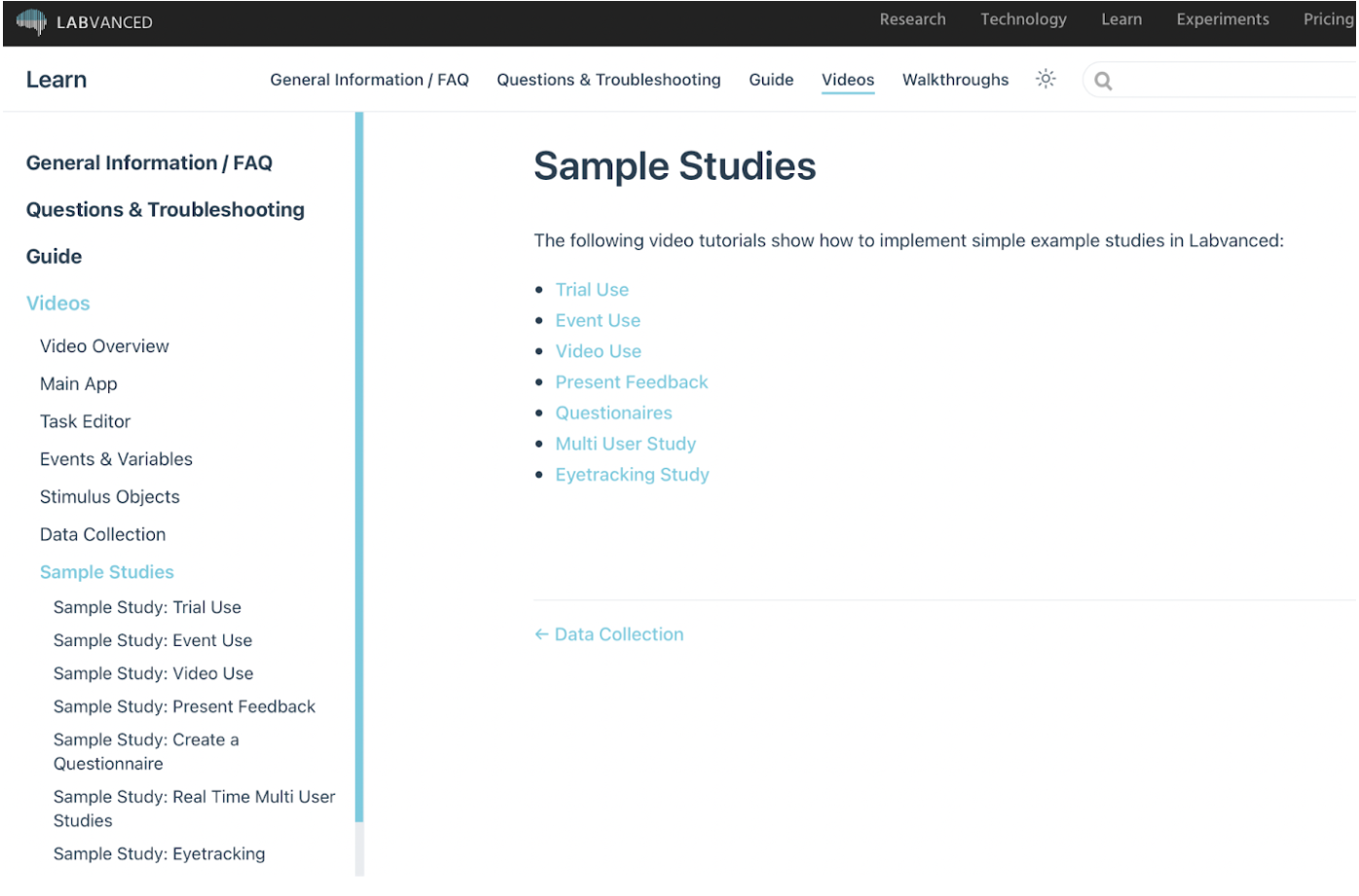 sample studies video page