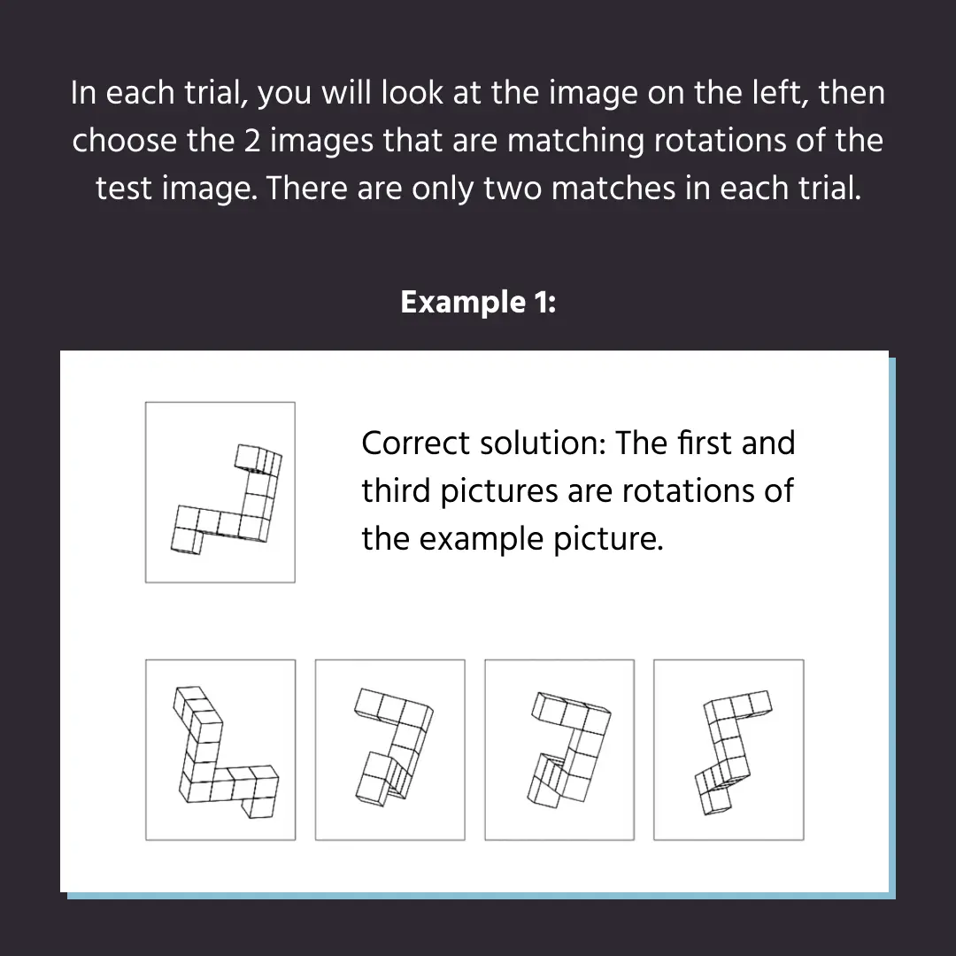 Erklärung, wie die Mental Rotation Task online in Labvanced durchgeführt wird.
