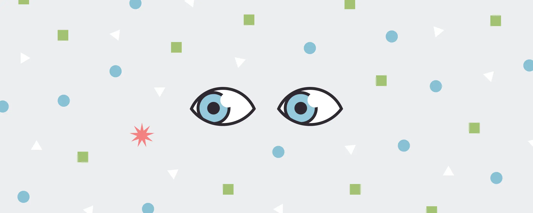 Ein Paar Augen, die verschiedene Formen betrachten, die die visuelle Suchaufgabe darstellen.