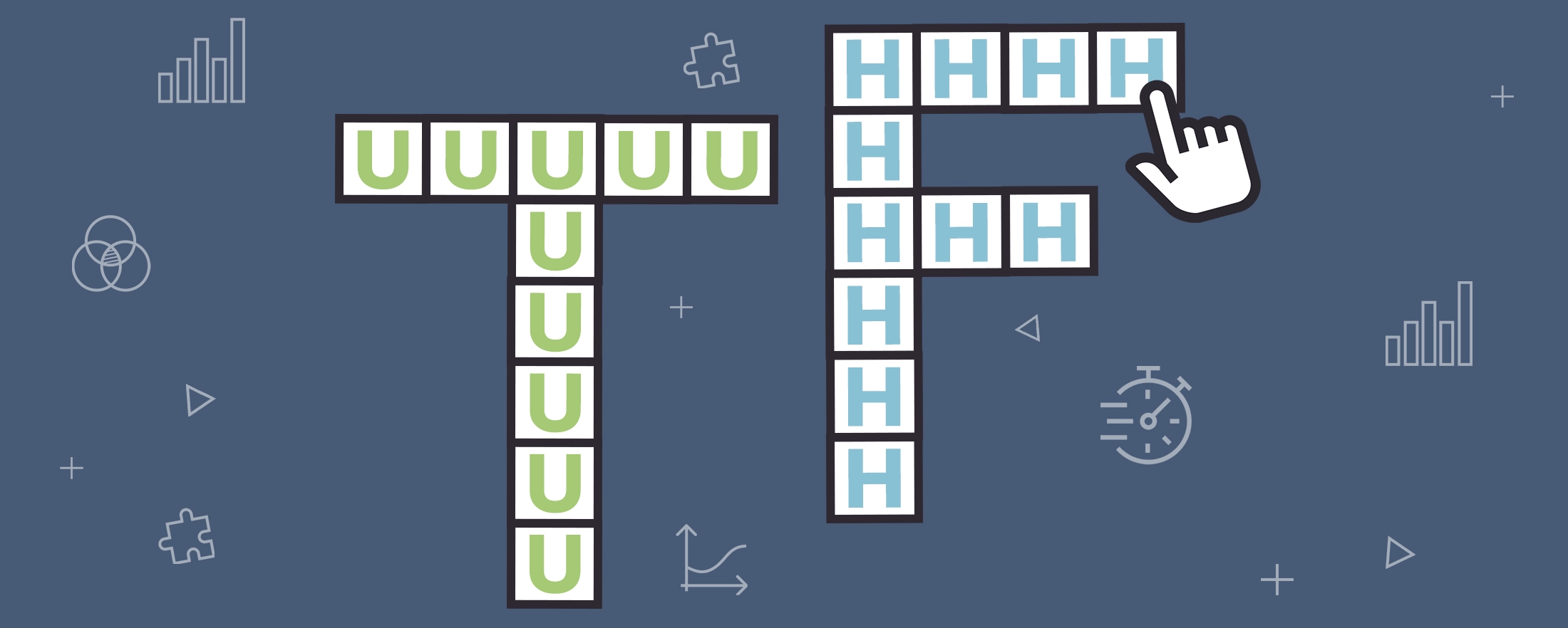 Letras abstractas que representan los estímulos de la tarea de Navon.