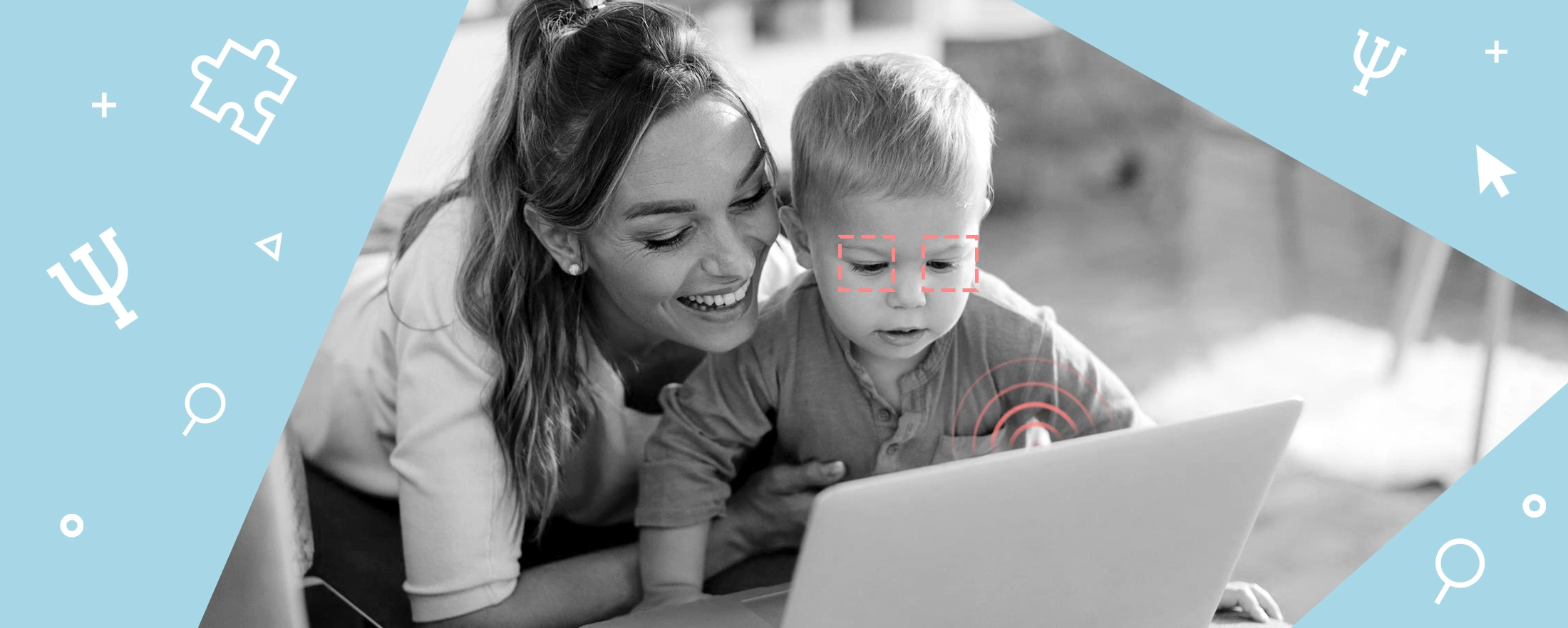 一位妈妈和她的幼儿参与网络摄像头眼动跟踪研究