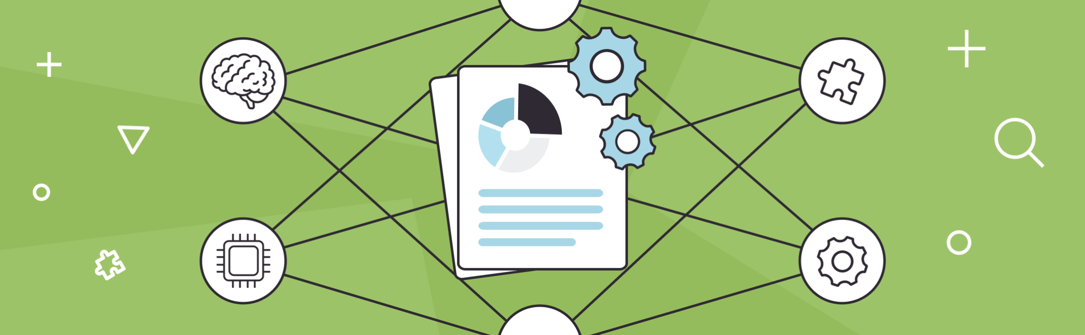 象征着技术和研究的图标网络,说明生成性人工智能在教育心理学研究中的使用