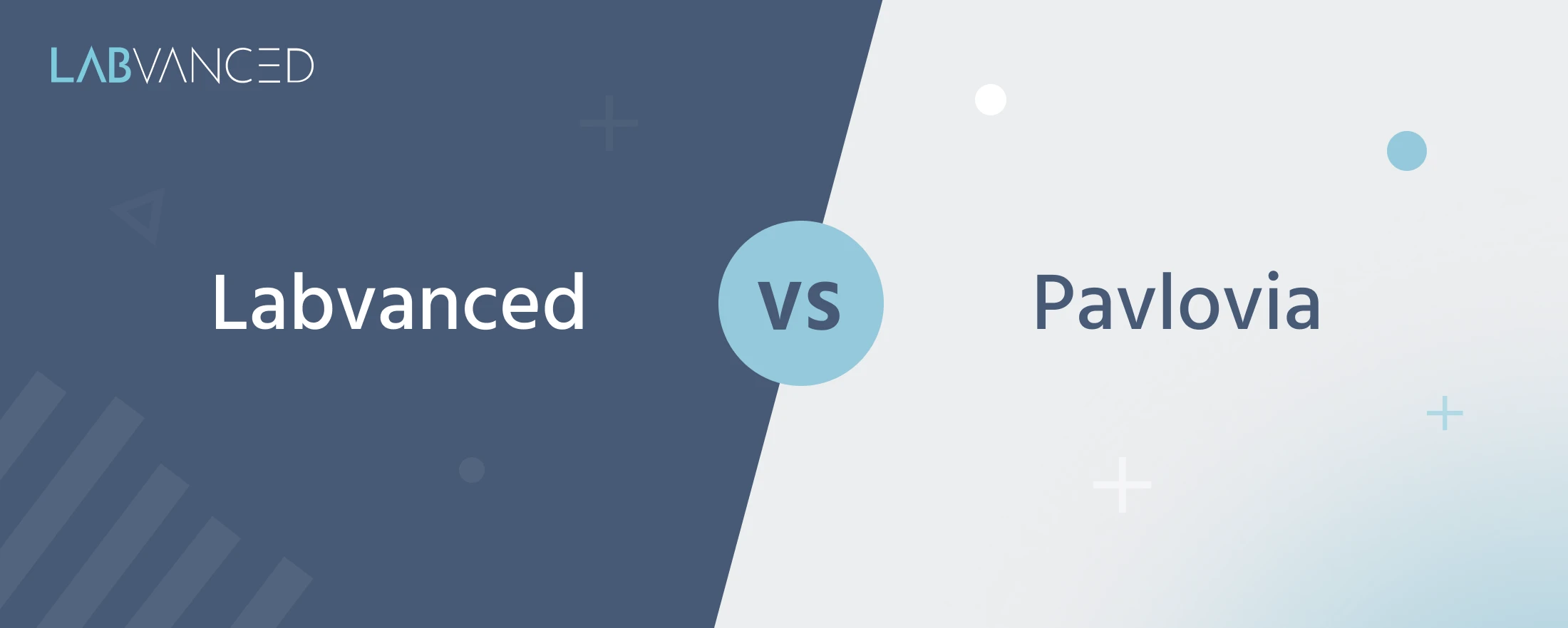 Labvanced vs Pavlovia comparison page hero graphic, showing both platform names side by side