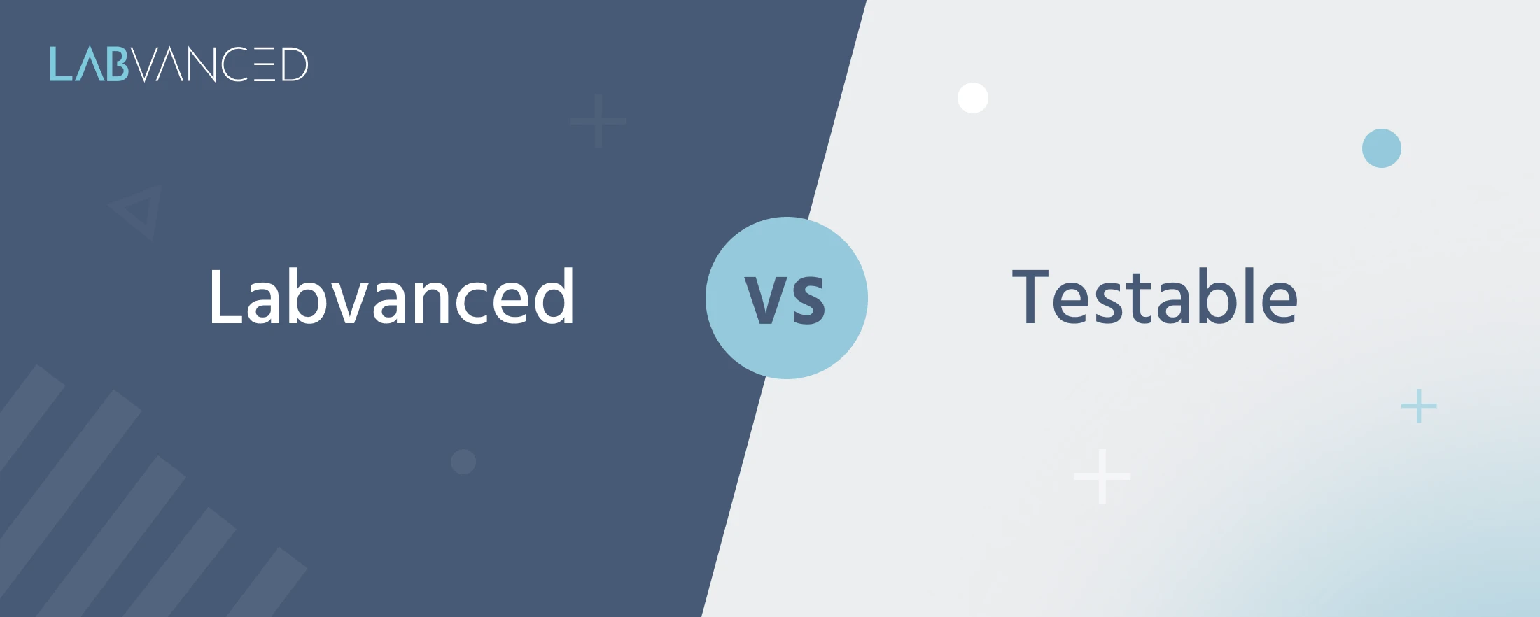 Labvanced vs Testable comparison page hero graphic, showing both platform names side by side