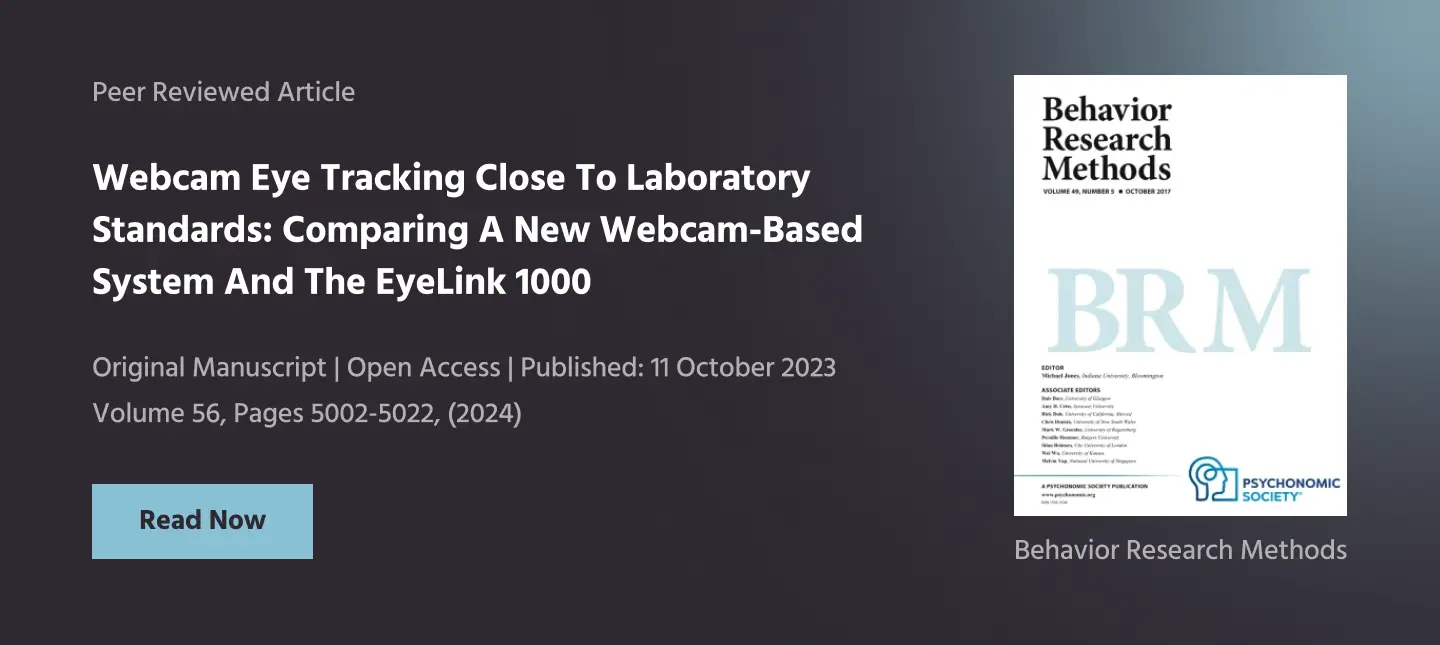Peer-reviewed paper about Labvanced's webcam eye tracking technology and how it is set up for data privacy and participant protection.