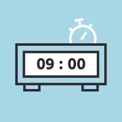 Illustration einer Uhr und eines Zeitstempels