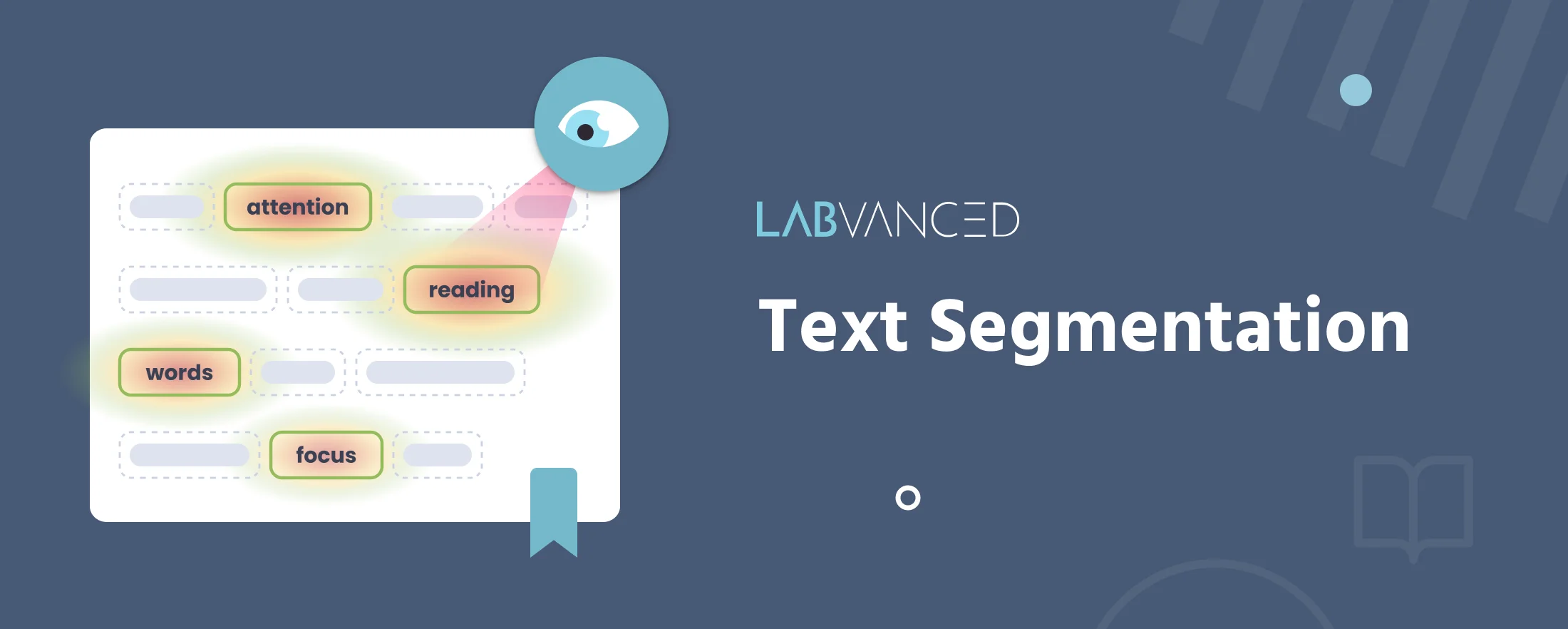 Labvanced Text Segmentation Object displaying a sentence with a per-word area of interest box drawn around each word