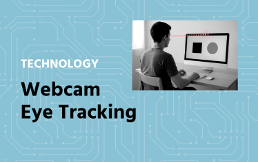 Una persona mirando una tarea de seguimiento ocular creada con Labvanced, el constructor de experimentos.